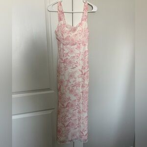 Floral Pink and White Maxi Dress